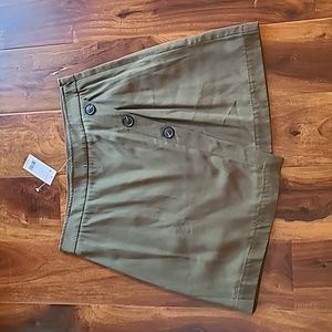 Banana Republic Khaki Green Faux Wrap Skirt with Button Accent